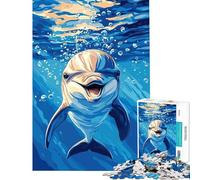 Puzzle de 1000 pièces Dauphin Souriant Jeux sous-Marins relaxants Défi cérébral Jouet addictif Cadeau pour Femmes et Hommes Course de Vitesse Manuelle (Dimensions 50x75cm)