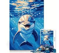 Puzzle de 1000 pièces Dauphin Souriant sous l'eau Cadeau pour Adultes Exercice cérébral Jeu d'assemblage Artistique Relaxant Cadeau mémorable 38x52cm