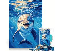 Puzzle de 1000 pièces Dauphin Souriant sous l'eau Cadeau pour Adultes Exercice cérébral Jeu d'assemblage Artistique Relaxant Cadeau mémorable 38x52cm
