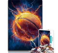 Puzzle de 1000 pièces de Basket-Ball en Flammes pour Adolescents, Jouet éducatif et décompressant, Cadeau du Père Noël Secret (38x26cm)