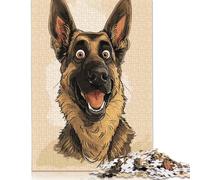 Puzzle de 1000 pièces de caricature de berger allemand pour adultes et adolescents, 38 x 26 cm (1000 pièces).