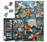 Puzzle de 1000 pièces de fleurs, Group of Koi Fish Puzzle Adulte, Feuille de Lotus Puzzle pour Adultes, 70 x 50 cm Puzzle Impossible Jeu d'adresse pour toute la famille
