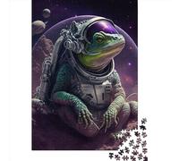 Puzzle de 1000 pièces de grenouille spatiale astronaute adulte 1 puzzle en bois éducatif intellectuel puzzle amusant jeu familial 1000 pièces (75x50 cm)