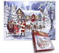 Puzzle de 1000 pièces de la visite du Père Noël - Une scène de Noël magique parfaite pour des nuits d'hiver douillettes ! - Puzzle pour adultes - Taille 66 x 50 cm
