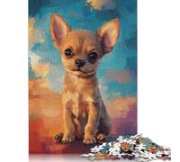 Puzzle de 1000 pièces de papier à peindre avec de jolis chiots Chihuahua pour adultes, grands jouets, cadeau de Noël, jeu éducatif, intellectuel et amusant pour les familles (38 x 26 cm)