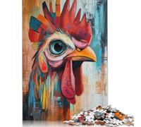 Puzzle de 1000 pièces de papier de peinture à l'huile de coq coloré pour adultes, puzzle rectangulaire créatif, jeu de défi pour l'exercice du cerveau, cadeau 38x26 cm/1000 pièces