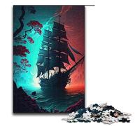 Puzzle de 1000 pièces de paysages de Bateaux Pirates Cadeaux pour Adultes liste de souhaits de Noël avec Père Noël pour Adolescents de 14 Ans et Plus 75 x 50 cm