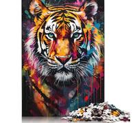 Puzzle de 1000 pièces de peinture de tigre, puzzle carré pour adultes, puzzles en bois, jeux de défi uniques, 1000 pièces (75 x 50 cm)