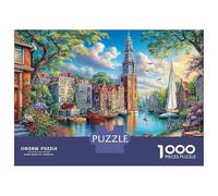 Puzzle de 1000 pièces de qualité supérieure, Robuste et Mat, représentante Vue Sure Ville et Canal. Les Adultes,e activité Parfaite Les Jours de Pluie,à Offrir à la Maison ou en Famille : 52 x 38 cm.