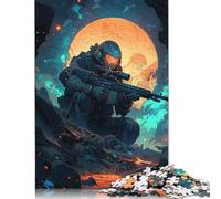 Puzzle de 1000 Pièces de Science Fiction Soldat avec Fusil de Sniper Puzzle en Papier, Jouet d'assemblage, Jeu Interactif Familial, 1000 Pièces (38x26cm)
