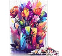 Puzzle de 1000 pièces de tulipes colorées pour adultes, puzzles en papier pour adultes et adolescents, jouets éducatifs d'apprentissage, 38 x 26 cm (1000 pièces)