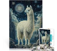 Puzzle de 1000 pièces découpé avec précision “Art de l'alpaga” Fait de Bois，pour Les 14 Ans et Plus Jeux éducatifs à Faire soi-même Cadeaux du Père Noël Secret。Taille：50x75cm/19.6x29.5pouce