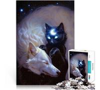 Puzzle de 1000 pièces découpé avec précision Dieu du Noir et du Blanc Fait de Papier,pour et à partir de 14 Ans et Plus Jouet éducatif pour Apprendre Cadeau éducatif d'apprentissage。Taille:26x38cm