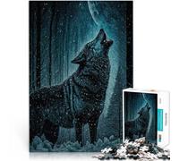 Puzzle de 1000 pièces découpé avec précision Le Loup hurle à la Lune Fabriqué en Carton pour Les 14 Ans et Plus Jeu de Puzzle Offert en Cadeau à Toute la Famille。Taille:26x38cm/10.24x14.96pouce