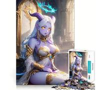 Puzzle de 1000 pièces Déesse Ange Bleu,pièces ajustées,Jouet créatif et Amusant,Moments de détente et de Plaisir,Cadeau de décoration d'anniversaire (38x52cm)