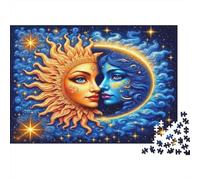 Puzzle de 1000 pièces « Déesse Soleil et Lune » en Carton 100% recyclé, représentant Le Visage céleste du Soleil et de la Lune. Un défi Impossible ! (70 x 50 cm)