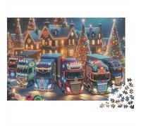 Puzzle de 1000 pièces « Défilé de camions de Noël » représentant Un Camion Vintage en Ville. Jeu éducatif pour Adultes (à partir de 12 Ans). Décoration Magnifique Dimensions : 38 x 26 cm.