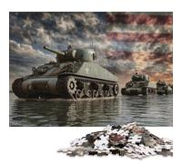 Puzzle de 1000 pièces « Défilé de Chars sous Le Drapeau américain » en Bois, Jeu éducatif et défi, 75 x 50 cm.