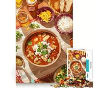 Puzzle de 1000 pièces Délicieuse Soupe Mexicaine avec Garnitures Jeu d'articulations Propres Cadeau Intelligent et ludique Décoration de Noël (50x75cm)