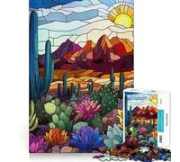 Puzzle de 1000 pièces Désert en vitrail pour Adolescents Un Jeu Stimulant pour l'esprit, Un Passe-Temps Calme et précis, Un Joli Cadeau 38x52cm
