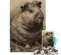 Puzzle de 1000 pièces Dessin au Crayon d'un Cochon d'Inde Jeu éducatif Difficile et Stimulant d'analyse et de logique adapté aux 14 Ans et Plus (38x26cm)