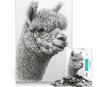 Puzzle de 1000 pièces Dessin au Stylo alpaga Jeu de réflexion et d'exercice,Assemblage précis,sans espaces,défi cérébral interactif pour la Maison (50x75cm)