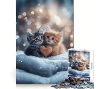 Puzzle de 1000 pièces Deux Chatons avec Un cœur pour Adolescents, idéal pour stimuler Leur Cerveau, Passer d'agréables Moments de détente, et comme Cadeau de qualité supérieure (50x75cm)