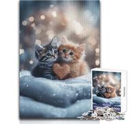 Puzzle de 1000 pièces Deux Chatons avec Un cœur pour Adultes Activité éducative et stimulante pour Les fêtes Dimensions:38x52cm