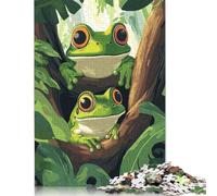 Puzzle de 1000 pièces « Deux Grenouilles sur Une Branche », Puzzle en Bois pour Adultes, pour Les Adultes, 1000 pièces (75 x 50 cm).
