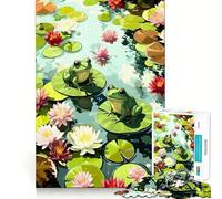 Puzzle de 1000 pièces Deux Grenouilles Vertes Décoration aux Bords Nets Résolution de problèmes Amusante et Facile à Vivre Décoration de Noël Cadeau (50x75cm)