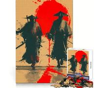 Puzzle de 1000 pièces Deux guerriers samouraïs avec soleil rouge pour adolescents idéal pour développer l'esprit d'analyse le calme et le plaisir Un cadeau de Noël chic et facile à assembler (38x26cm)