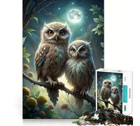 Puzzle de 1000 pièces Deux hiboux perchés au Clair de Lune Découpe précise Jeu Amusant et Stimulant pour l'esprit Jeu de détente Cadeau d'anniversaire Activité Artistique (50x75cm)