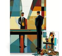 Puzzle de 1000 pièces Deux Hommes en Costume Autour d'une Table de Billard Ajustement Parfait Art Stimule Le Cerveau Jeu de détente Décoration Murale de Noël (50x75cm)
