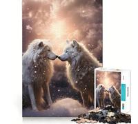 Puzzle de 1000 pièces Deux Loups Amoureux Bords Lisses Jeu de Concentration Amusant Moment de détente Jeu Cadeau d'anniversaire (50x75cm)