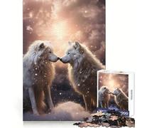 Puzzle de 1000 pièces Deux Loups Amoureux pour Adultes, entraînement cérébral, Passe-Temps Doux, découpe Laser, Cadeau Symbolique (38x52cm)