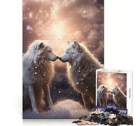 Puzzle de 1000 pièces Deux Loups Amoureux pour Adultes, Exercice Intelligent, Distraction Douce, Bords précis, Cadeau de Noël (50x75cm)