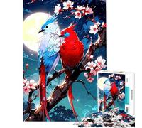Puzzle de 1000 pièces Deux Oiseaux sur Une Branche Fleurie Activités Amusantes à la Maison décoration Artistique et Jouet pour Les 14 Ans et Plus (38x26cm)