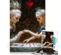 Puzzle de 1000 pièces « Deux Reines et des cœurs », inspiré d'Alice au Pays des Merveilles, Assemblage Parfait, Jeu Stimulant pour Le Cerveau, Temps de Repos, décoration Murale de Noël (38x26cm)