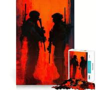 Puzzle de 1000 pièces Deux Soldats en Rouge et Noir Bords Lisses Jeu de Concentration Amusant Temps de Jeu Confortable Cadeau d'anniversaire (50x75cm)