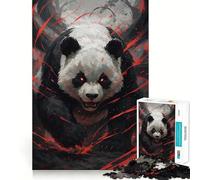 Puzzle de 1000 pièces Dieu Panda en colère aux Yeux Rouges pour Adolescents Jeu Stimulant l’Esprit,Assemblage Solide et sécurisé,activité Amusante en Famille Le Soir (38x26cm)