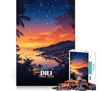 Puzzle de 1000 pièces Dili,Timor Oriental au Coucher du Soleil,pièces nettes et découpées,Jeu de réflexion,Moment de Calme et de Divertissement,œuvre d'art de Noël (50x75cm)