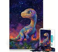 Puzzle de 1000 pièces Dinosaures Arc-en-Ciel et étoiles pour Adolescents, idéal pour stimuler la mémoire, se détendre et se Relaxer Découpe Lisse et élégante Cadeau (38x52cm)