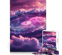 Puzzle de 1000 pièces Disque Musical et Nuages spatiaux pour Adolescents, Jeu de logique Transparent, Monter Lentement, découpe Parfaite, Surprise d'anniversaire (38x52cm)