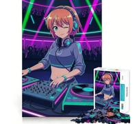 Puzzle de 1000 pièces DJ Anime dans Un Club néon Un Jeu de réflexion et d'adresse,Assemblage Stable,sans pièces Qui bougent,Un Passe-Temps agréable pour Les Longs Week-Ends (38x52cm)