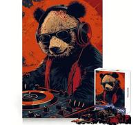 Puzzle de 1000 pièces DJ Panda Souriant pour Adultes Jeu de logique mentale Anti-Stress, découpe Ferme, 50x75cm