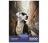 Puzzle De 1000 Pièces Dog in Sunglasses and Gold Chains Puzzle pour Adolescents Course De Vitesse Manuelle Liste De Souhaits avec Le Père Noël Jouets Jeux Éducatifs 70x50cm/1000pcs