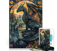 Puzzle de 1000 pièces Dragon à Queue tachée pour Adultes, Jeu de réflexion apaisant, Bords précis, 50x75cm
