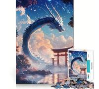 Puzzle de 1000 pièces Dragon Blanc et Porte Torii pour Adultes,Jeu de réflexion,découpe Laser pour Un Assemblage Parfait,activité enrichissante pour Les Jours de Pluie (38x52cm)