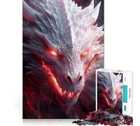 Puzzle de 1000 pièces Dragon Blanc Mystique pour Adolescents Stimule la mémoire Loisirs à la Maison Bords Nets Cadeau précieux (50x75cm)