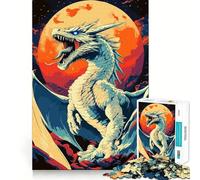 Puzzle de 1000 pièces Dragon Blanc Rugissant sous la Pleine Lune pour Adolescents activité ludique et stimulante pour développer la réflexion,pièces de Taille Uniforme et précises,idéale